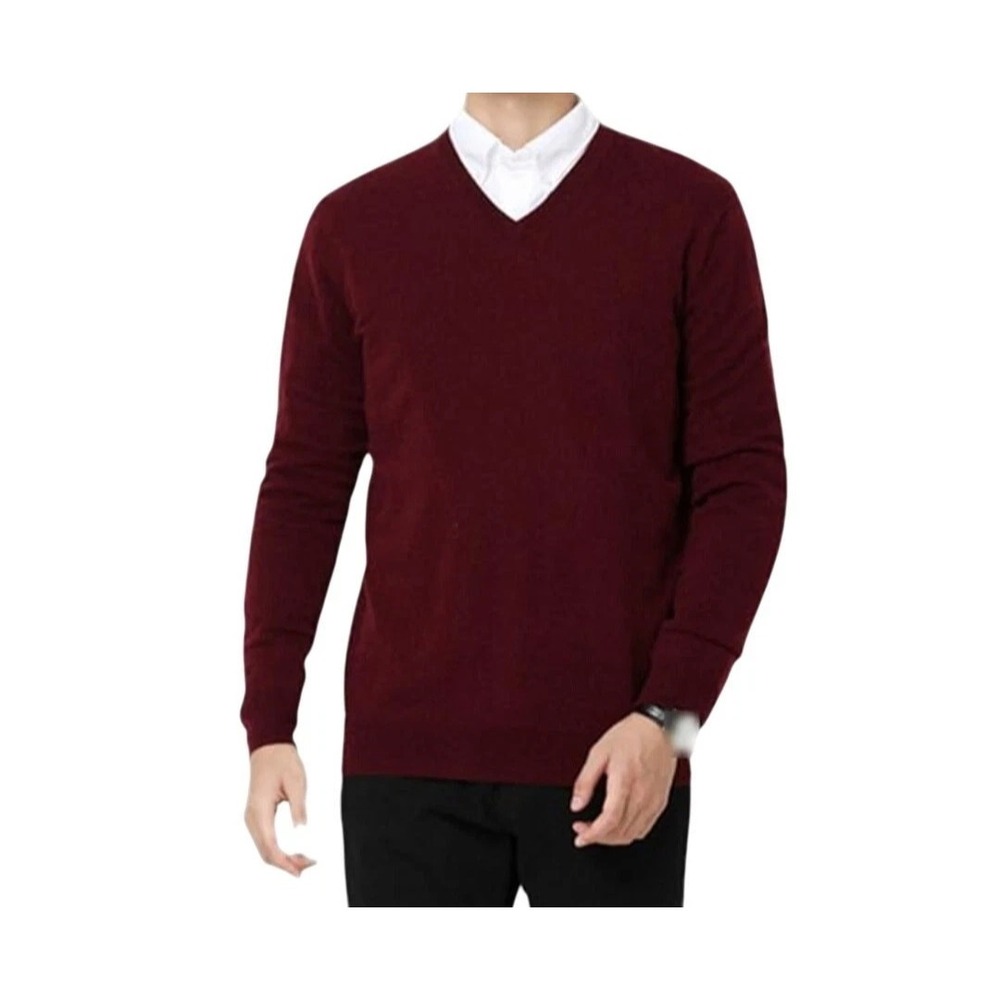 Bachrach Silk & Tencel Burgundy V Neck‎ Sweater XL
